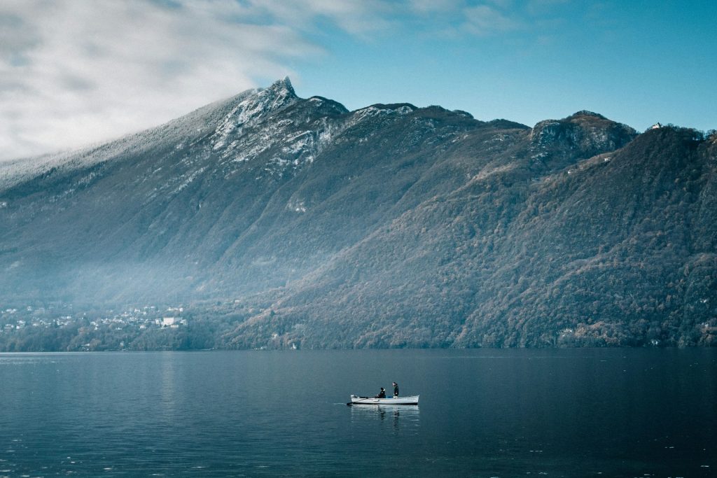 A row boat on the Lake Bourget close to Aix les Bains.