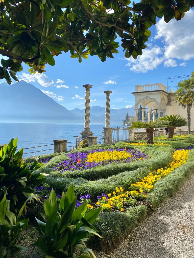 The park of Villa Monastero on Lake Como in springtime