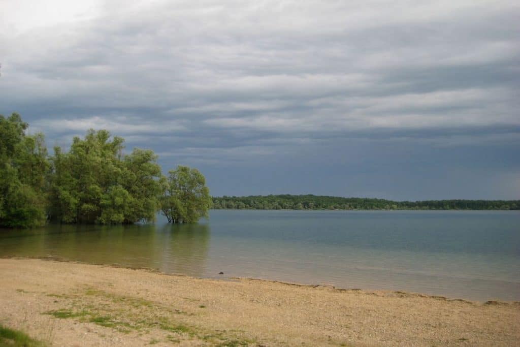 Beach at Lake Orient in the Orient Forest Regional Natural Park, Grand Est